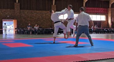 Jayden van Eden and Marco Swart competing at the SA JKA Provincials and the Farmers Hall in Newcastle.