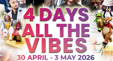 A very colourful poster of the upcoming Newcastle Winter Festival written in bold with a a variety of South African musicians in the background and bold and colourful text in the foreground.