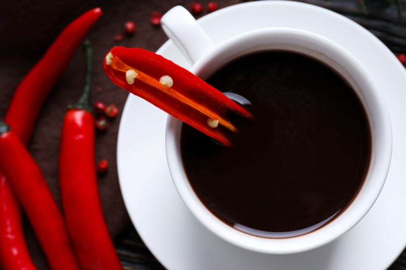 Delicious gourmet drink - hot chocolate with pepper
