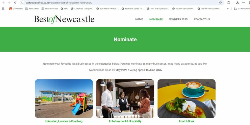 Best of Newcastle nominations website page.
