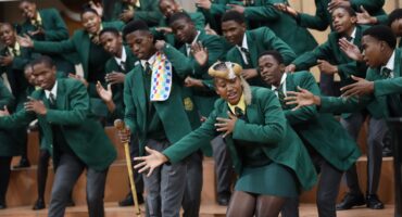 Image of Vryheid High School choir during a performance.