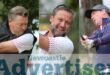 A collage of images of three golfers captured in action. A Newcastle Advertiser logo is also on the image in bold blue writing.