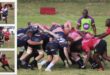 A collage of photos of the Newcastle Boschpick Highlanders playing against Nelspruit Rugby Club.
