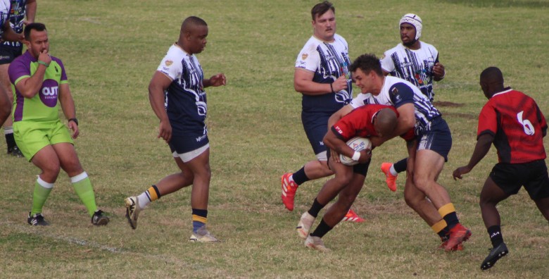 A photo of the Newcastle Boschpick Highlanders playing against Nelspruit Rugby Club.