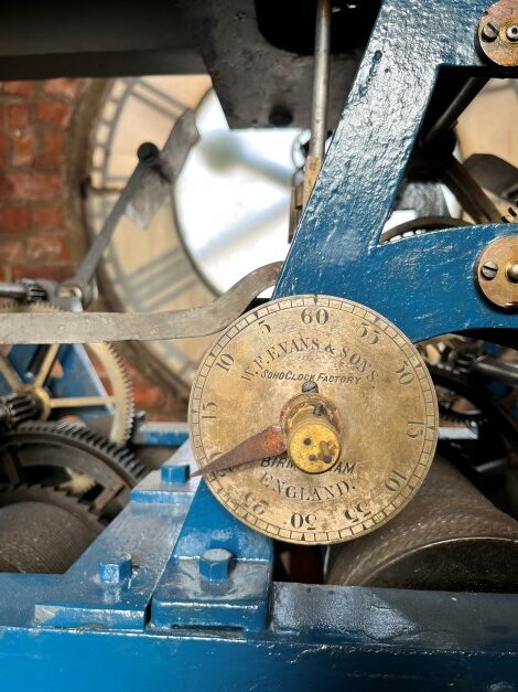 A photo taken of the mechanisms of the Newcastle Town hall Clock.