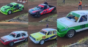 A collage of images of the Oval Track vehicles pictured at the Northern Natal Motor Sport Oval Track in Newcastle.