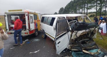 Image of taxi after head-on crash.