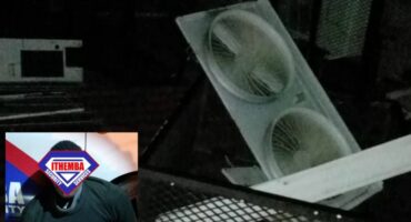 Two photos. One of an airconditoner parts and the other of a suspect that has been appreheded.