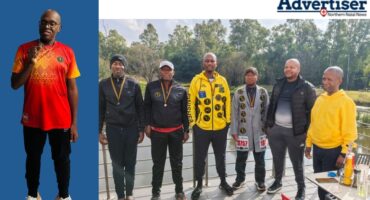 A large featured image of a group of six runners. inset: A photo of a single runner. Top corner is the NEwcastle Advertiser logo.