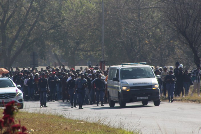 A photo of a Tvet Student March taking place in Newcastle.