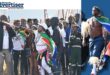 A image of Nkosikhona Ndabandaba, popularly known as 'Phakel'umthakathi', leading a March and March protest in Newcastle. Inset: Nkosikhona Ndabandaba and in the top corner is the Newcastle Advertiser logo.