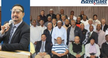 Main image is the NOFTA father members. Inste: NOFTA Chairman during a speech.