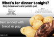 A recipe poster showing food. Also on the poster is bold black and grey text which is the recipes details.