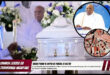 A collection of photos during the late church leader Dr Thamsanqa Nkonyane funeral, compiled into a photo collage. Also a red and white banner with bold, black text in it.