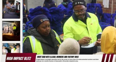 Several photos taken during a high impact blitz operation conducted at a textile factory in Newcastle's Riverside Industrial.