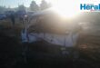 Image of a smashed taxi.