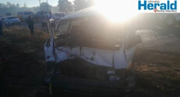 Image of a smashed taxi.