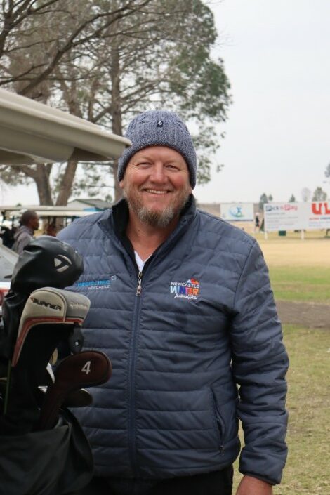 A single golfer is photgraphed at the Newcastle Golf Club.