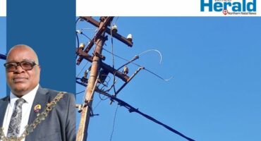 Image of stolen cable and Mayor Mkhwanazi.