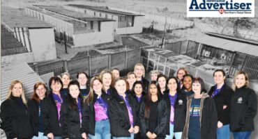 The Newcastle Lions Club ladies. The Newcastle SPCA is pictured in the background.