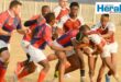 Image of Vryheid and Dundee rugby players in a maul.
