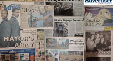 A collage of Newcastle Advertiser newspaper clippings from 20 years ago.