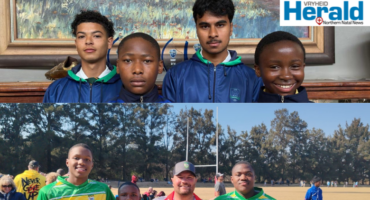 Two images of hockey boys and young rugby players from Vryheid High School.