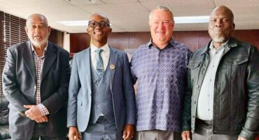 KZN Finance MEC Francois Rodgers with Endumeni councillors Saleem Abdool, Mayor Mcebo Mkhize and Zitha Shelembe.