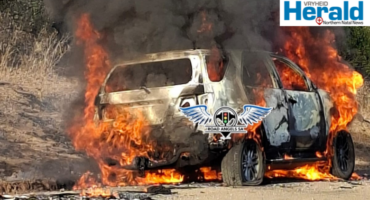 Image of vehicle in flames.
