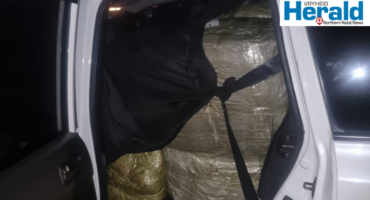 Image of vehicle with bales in the back seat.