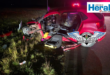 Image of car involved in a head-on crash.