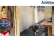 A photograph of a house that has been gutted by a fire.