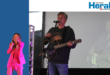 Image of Afrikaans singers, Pieter Smith and Leah on stage.