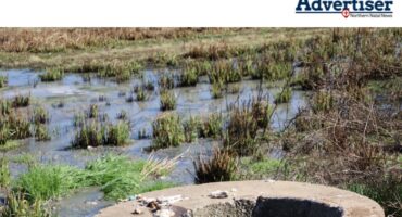 A field in flooded with sewerage water in Newcastle.