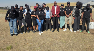 An image of the 30 NYS participants who have joined Amasobode Foundation to support youth development in and around Vryheid.