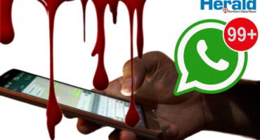 Image with WhatsApp icon and phone in hand.