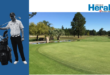 Image of golf course with a golfer as inset photo.