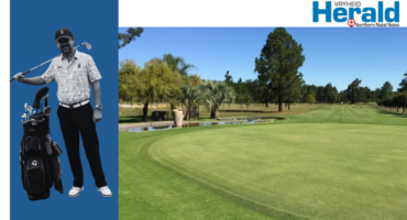 Image of golf course with a golfer as inset photo.
