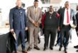 District Mayor Thembelihle Mthembu, MEC Mntomuhle Khawula, KwaNkosi Traditional Authority Gravis Nkosi and Dannhauser Mayor Bongane Radebe at the official opening of a new library in the Dannhauser area.