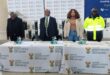 Image of Dannhauser Mayor Bongane Rade with Mineral & Petroleum Resources Minister Gwede Mantashe in Ward 2, accompanied by Deputy Minister Phumzile Sinclaire Mgcina and local councillors standing behind a table.