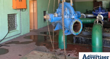 A photo of a water pump at a water pump station in Newcastle.