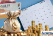 A photo containing a calander, bag of money, money coins and a sassa card.
