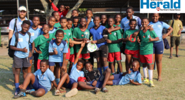 A group image of Nardini Convent School’s U/13 soccer teams as they celebrate after making history at the Richardia Soccer Tournament in Richards Bay.