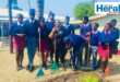 A group image of grade 11 learners as they pose with tourism educator Miss Nqobile Makhathini after taking part in the school’s Arbour Day activities.