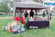 Image of food donations for an animal shelter at parkrun.