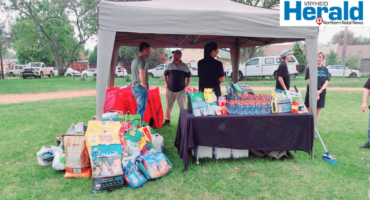 Image of food donations for an animal shelter at parkrun.