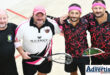 Greg Tarbottom, Thinus Laatz, Salvador Giammello and Cliff De Valence posing at the squash club in Newcastle.