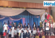 A group image of Michaelis Private School learners on stage during the school production as they bring the magic of Alice in the Lost and Found to life through drama, singing and dancing.