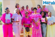 A group image of Vryheid Young Women’s Manyano members, all dressed in pink for breast cancer awareness.