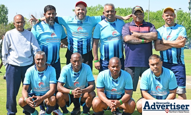 Newcastle Legends Over 50 team gets together for a quick photo before competing in the tournment.